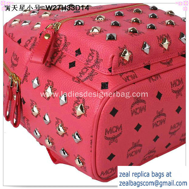 High Quality Replica MCM Stark Studded Small Backpack MC2089S Light Red - Click Image to Close